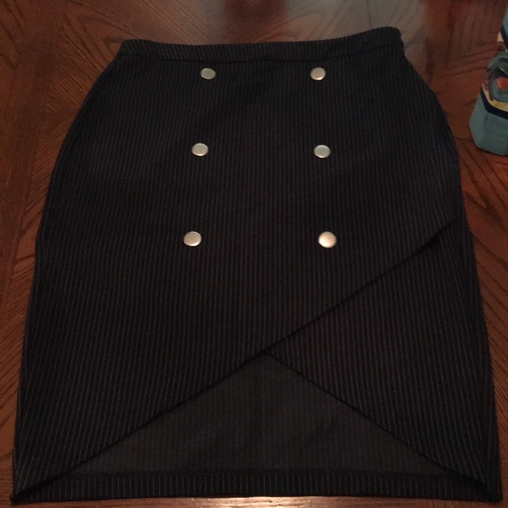 Dark Navy Skirt with Silver Disk Embellishments